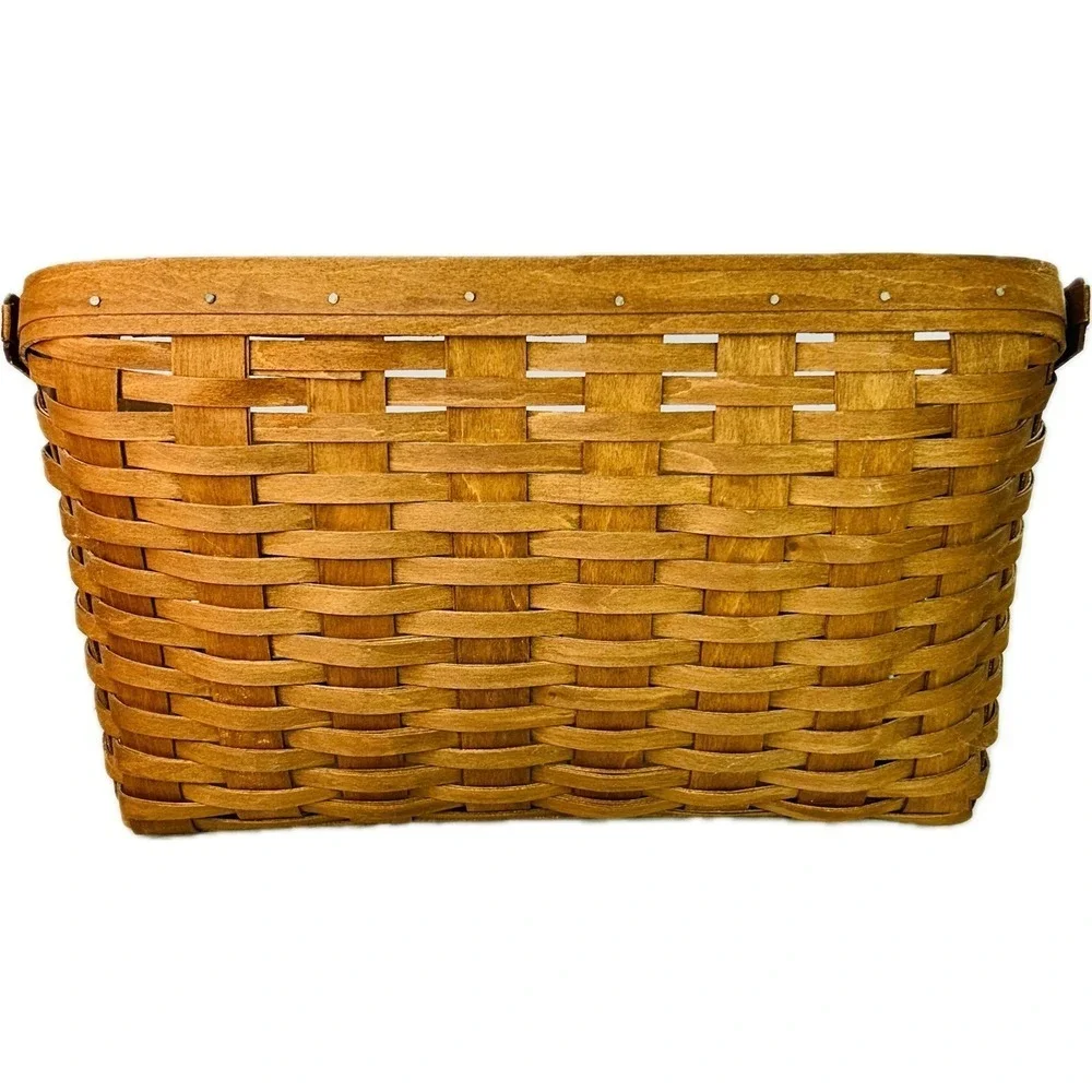 Longaberger 2007 LARGE DESKTOP Rich Brown Basket Wood Dividers Liner Protector - Picture 5 of 12